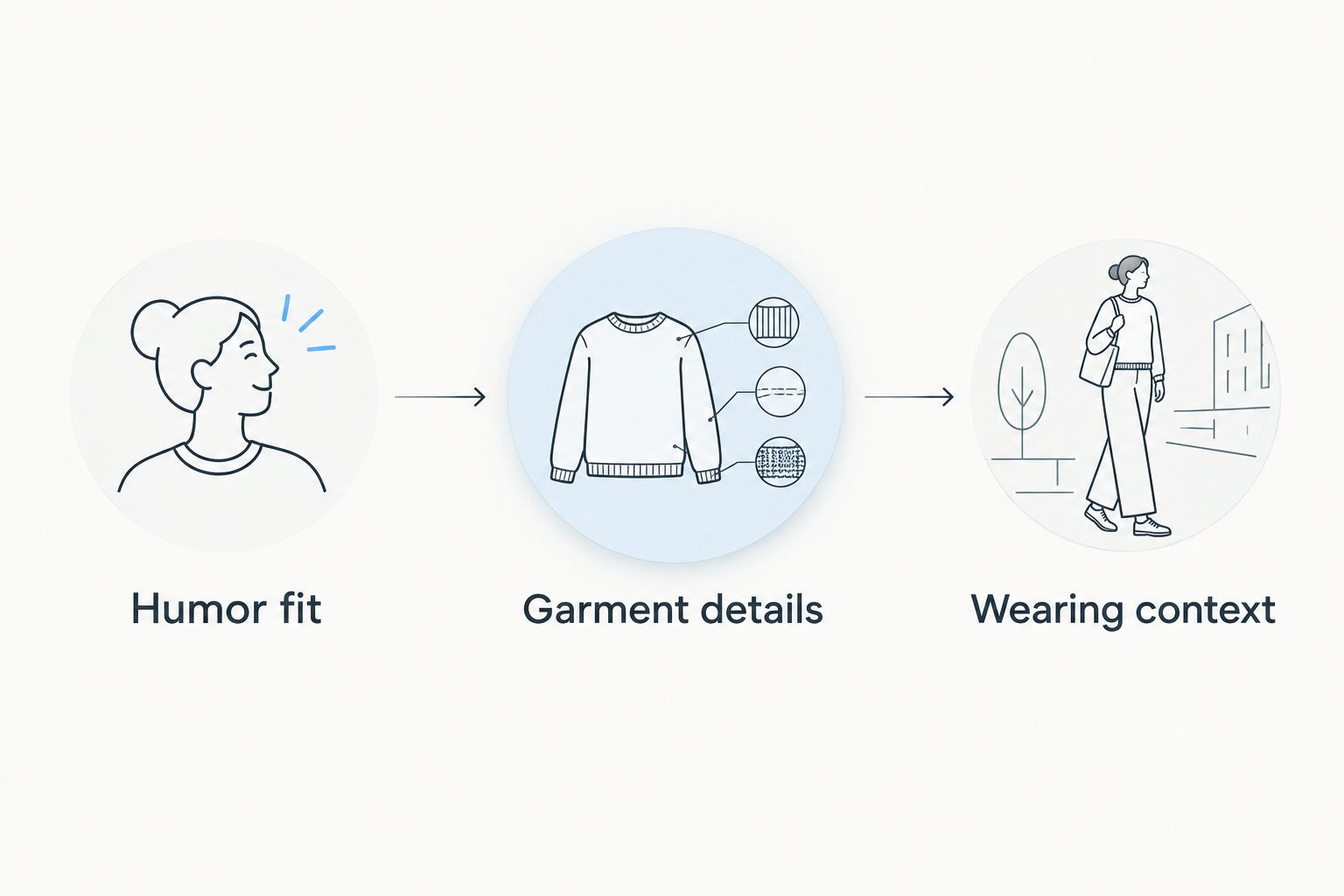 Three checks for choosing a humor shirt: joke, garment information, and wearing context