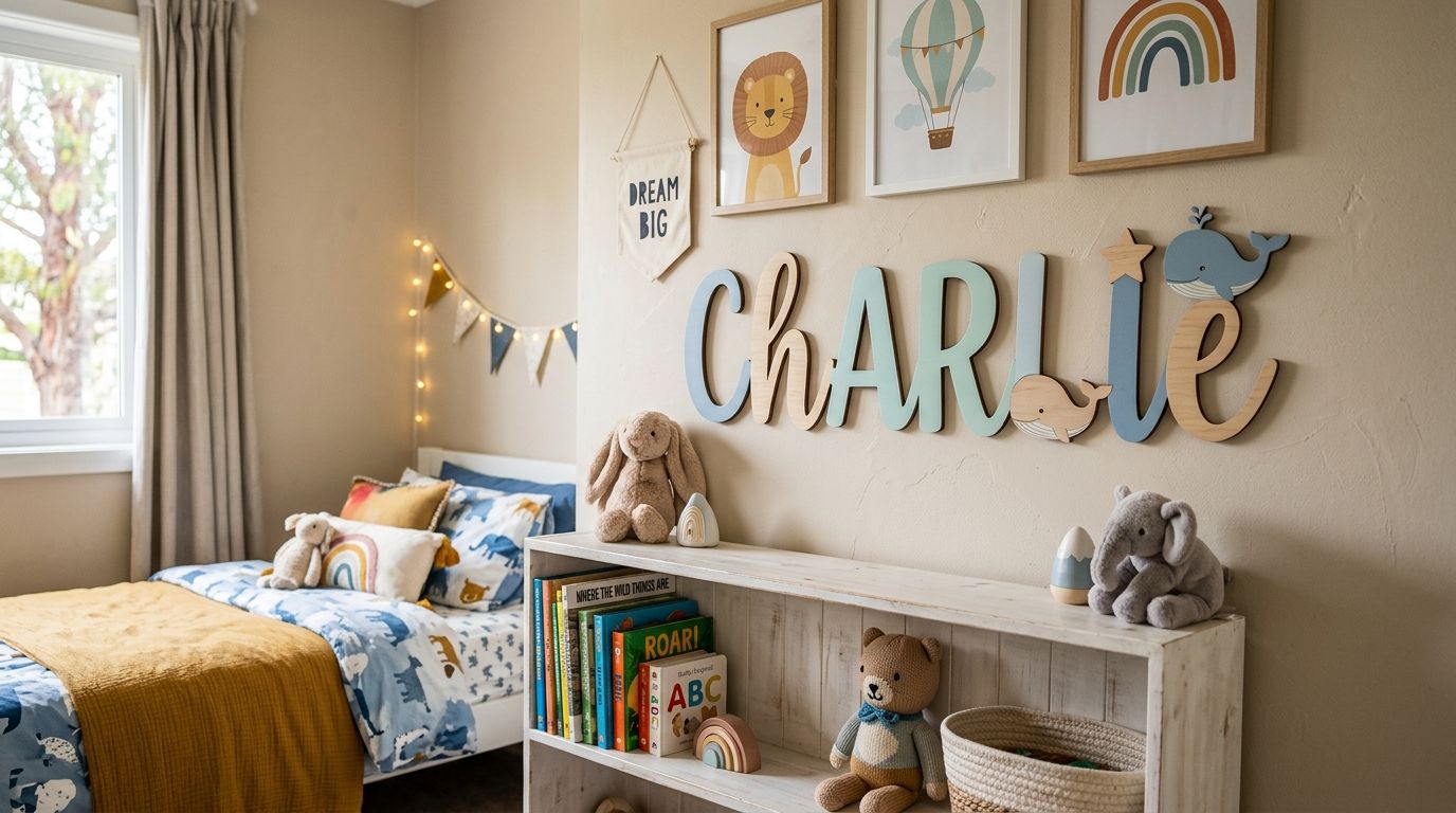 Personalised name wall art for kids' rooms