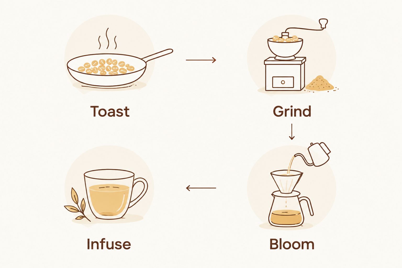 Four spice preparation methods: toast, grind, bloom, and infuse