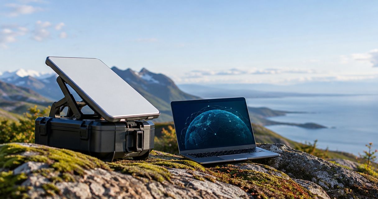How much data can a portable satellite terminal handle?