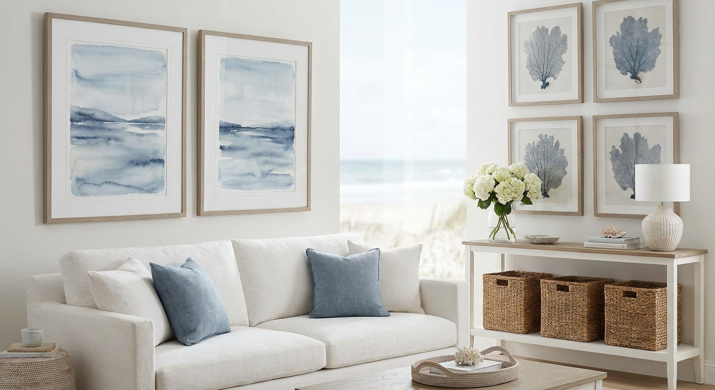Hampton-style wall art for coastal luxury homes