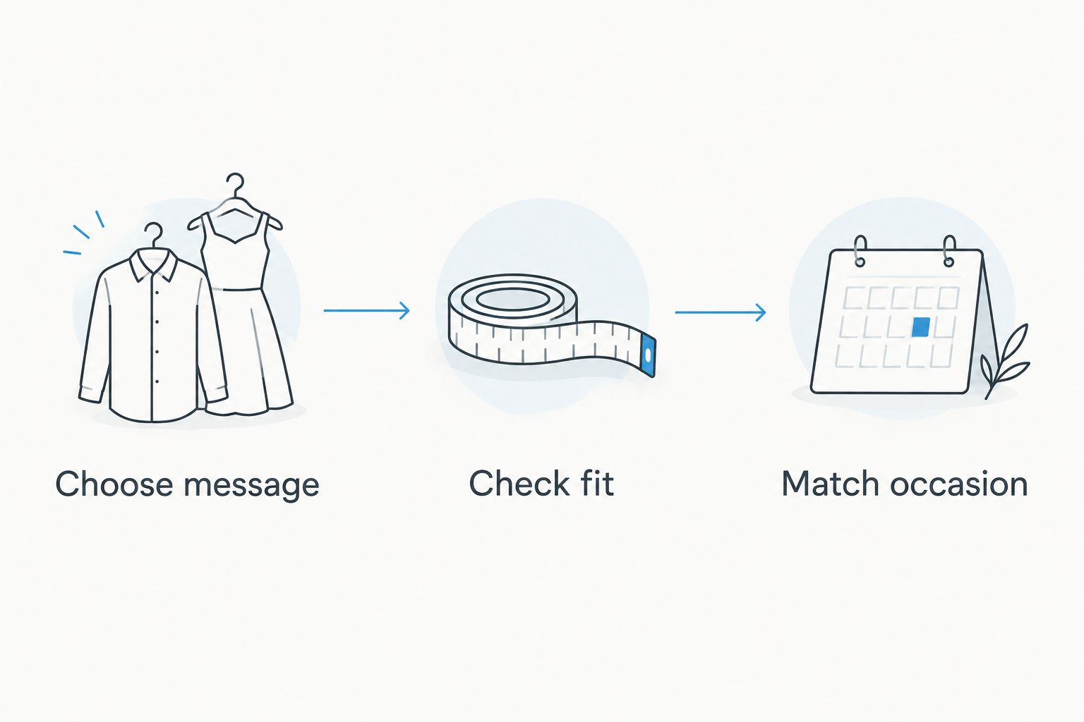 Three buying checks: choose message, check fit, and match occasion