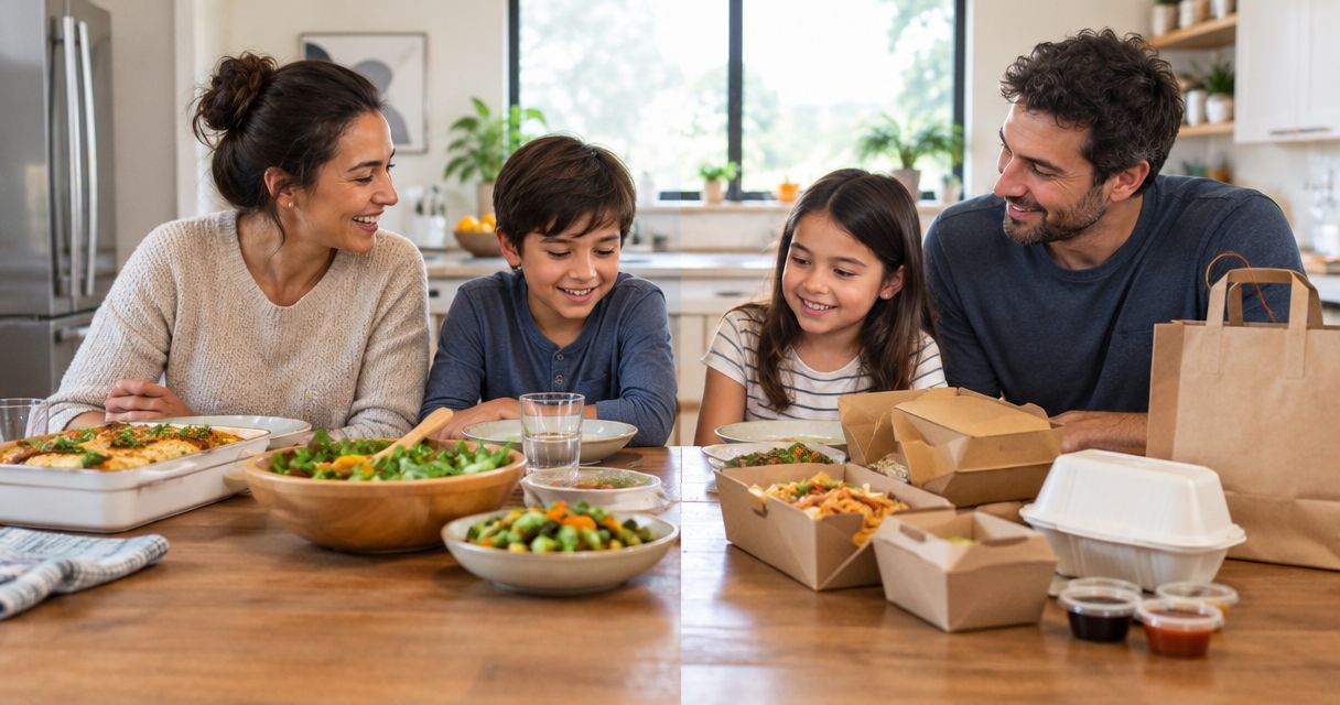 Is dine-in or takeout cheaper for a family of four?