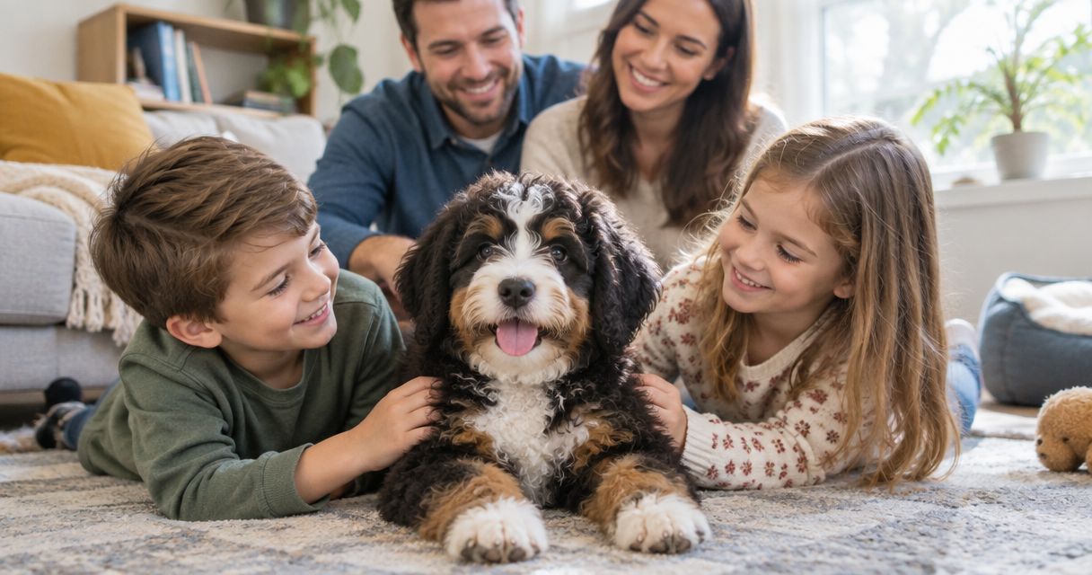 Bernedoodle puppies for families with kids: complete 2026 guide