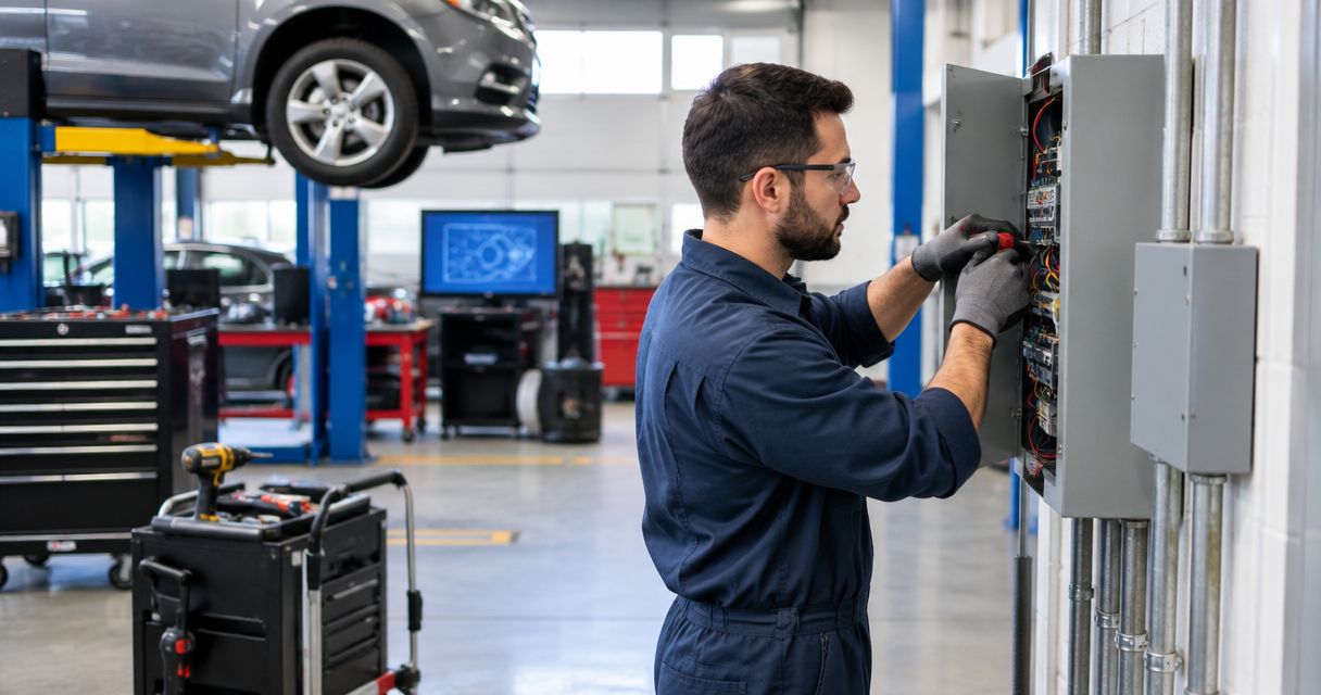Commercial electrician services for auto repair shops