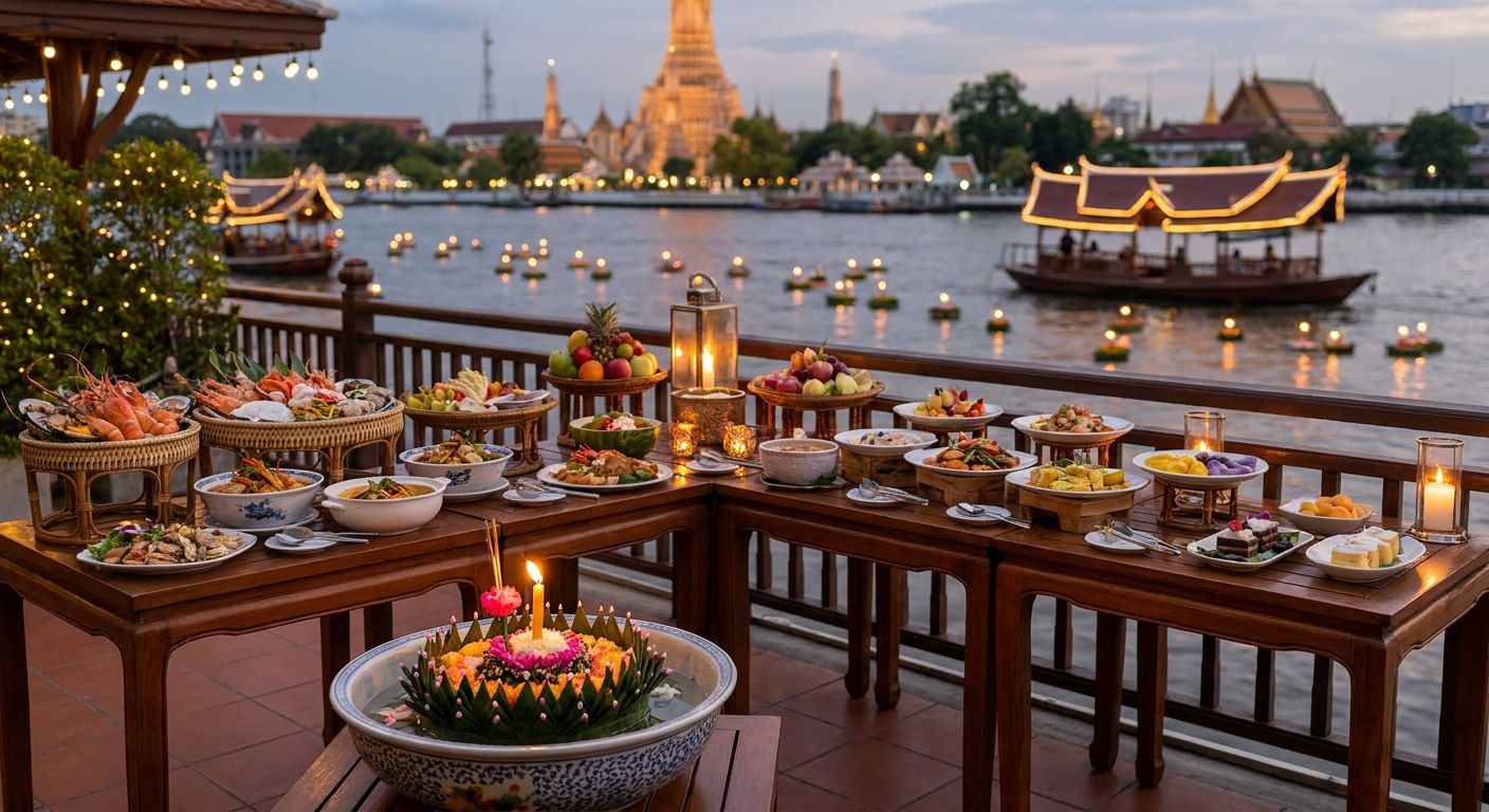 บุฟเฟ่ต์ลอยกระทงริมแม่น้ำเจ้าพระยา ใกล้ฉัน