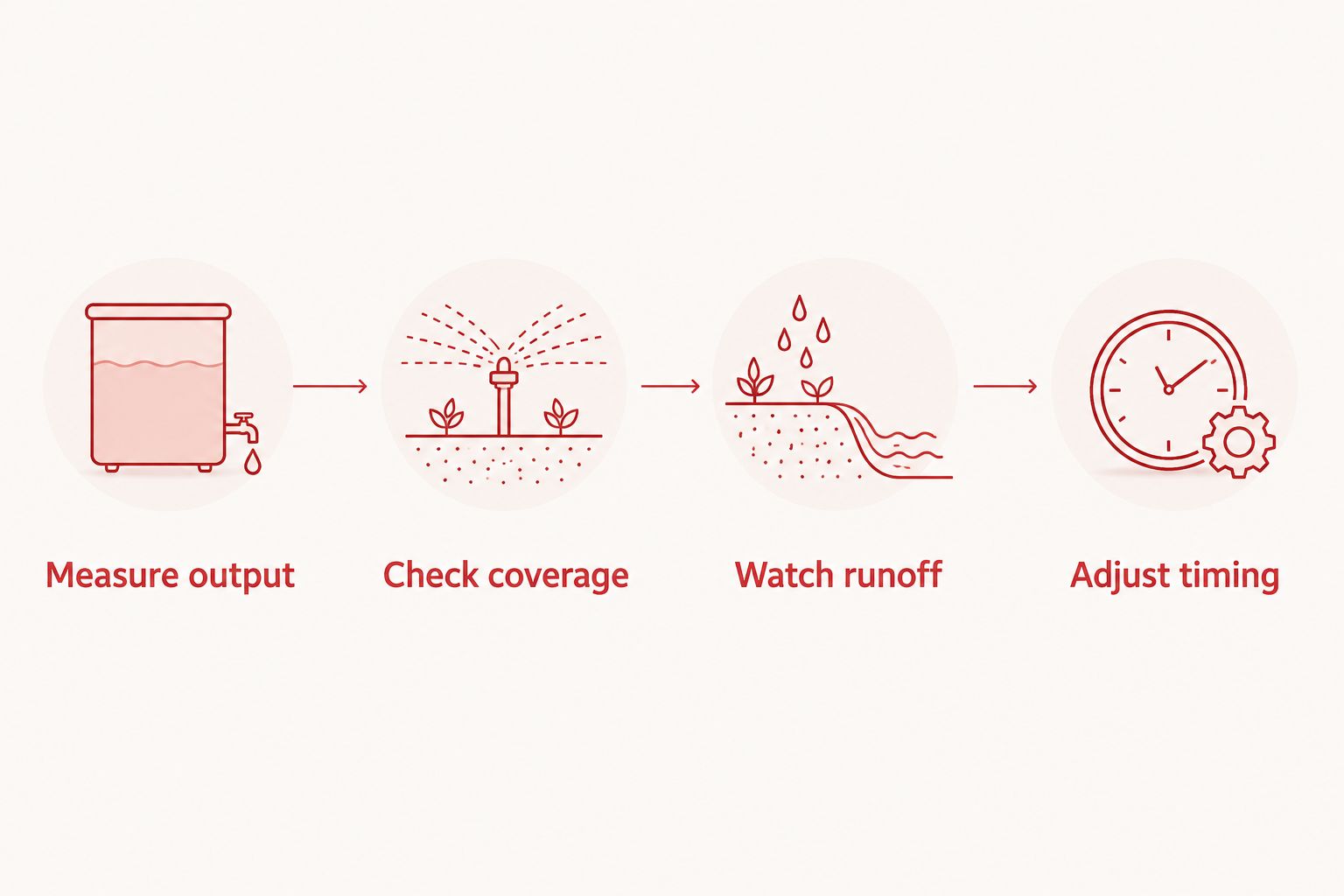 Four steps for measuring sprinkler output and adjusting a lawn watering schedule