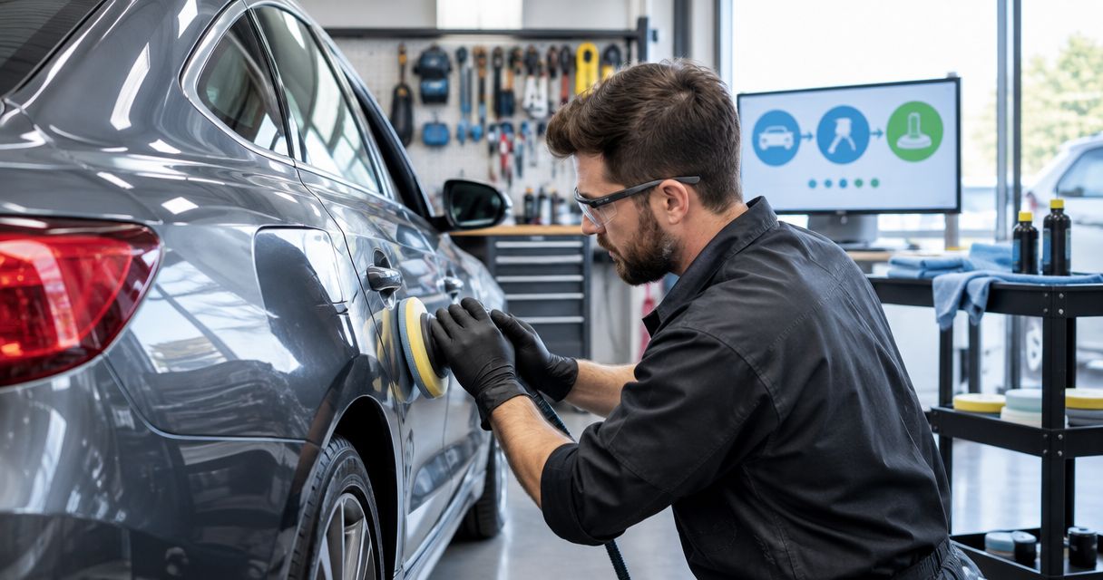 How to connect auto body shop repairs to post-repair paint correction
