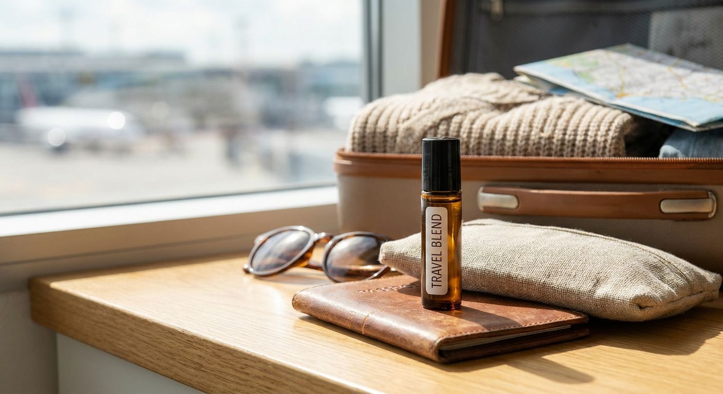 Essential oil roll-on for travel and jet lag