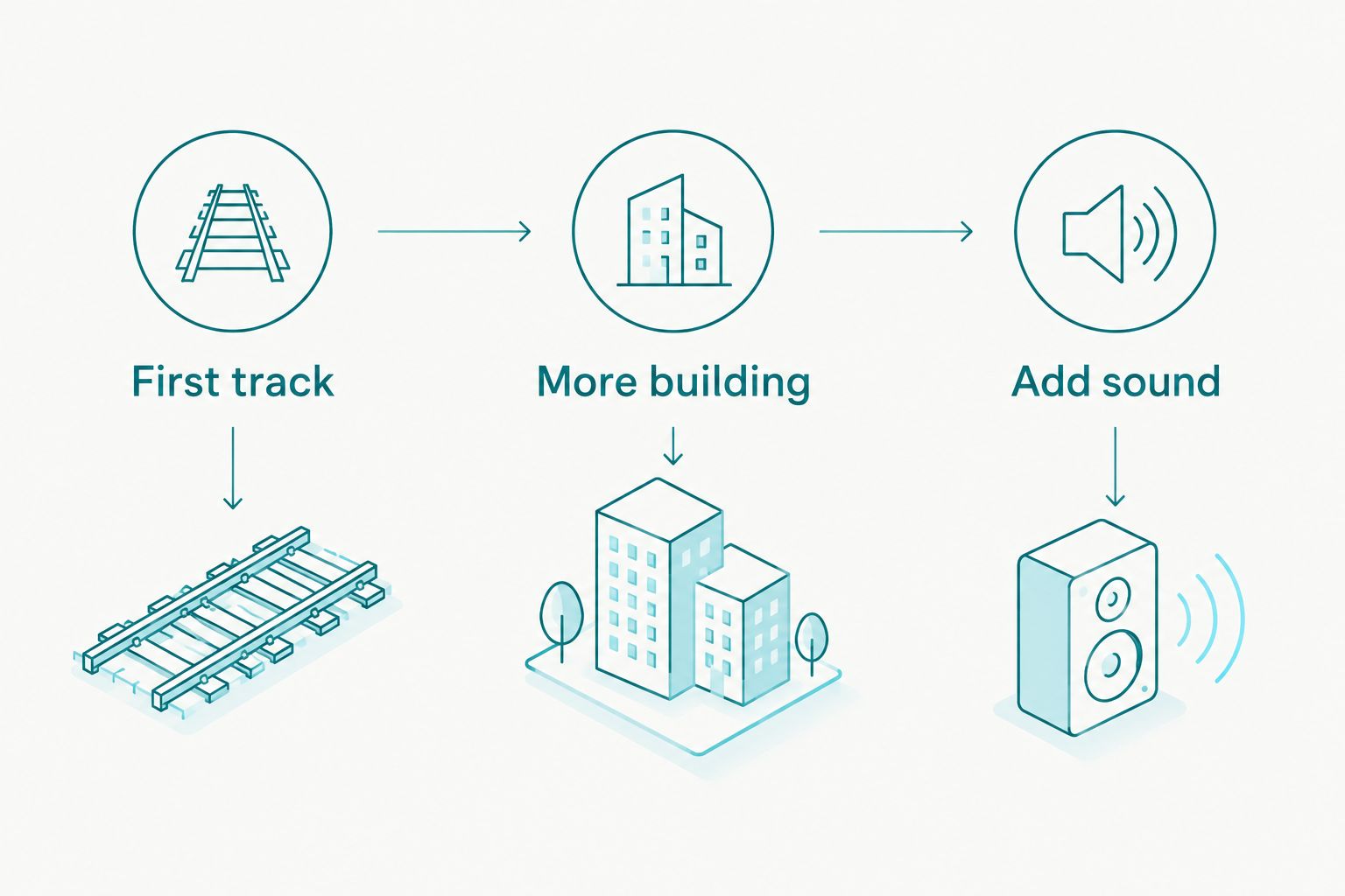 Three marble run choices: first track, more building or adding sound