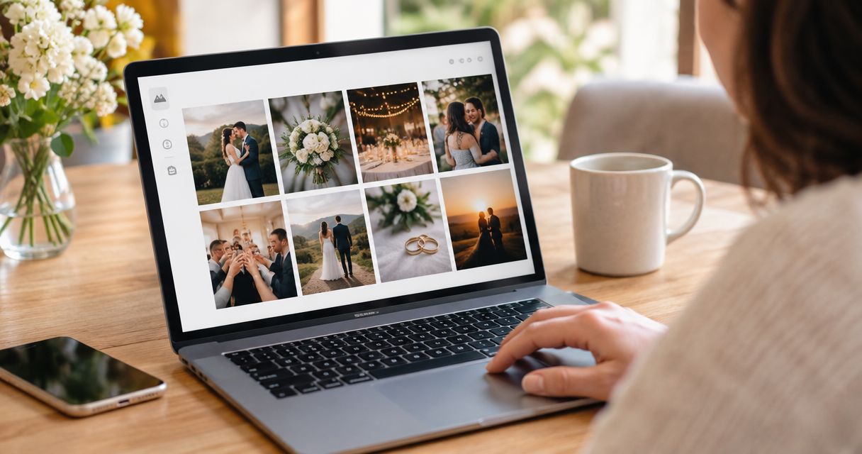 Is it safe to share a public photo gallery link with wedding guests?