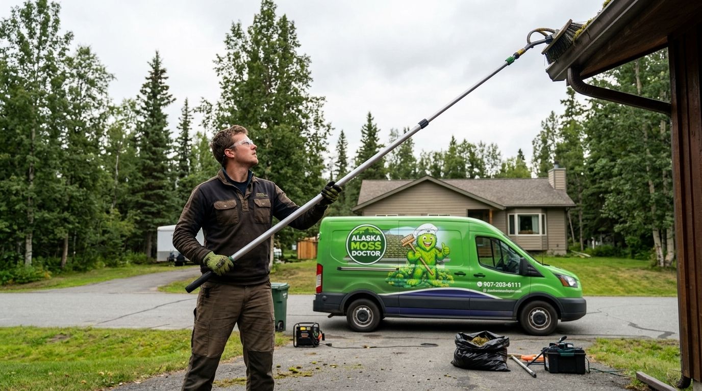 How to remove moss from gutters without climbing on the roof