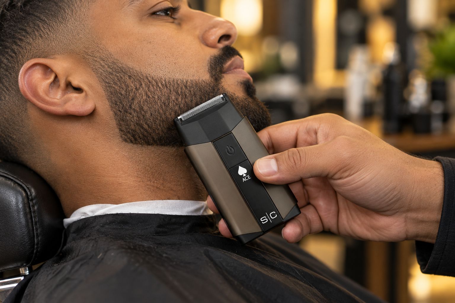 StyleCraft Ace foil shaver trimmer used for a beard line-up