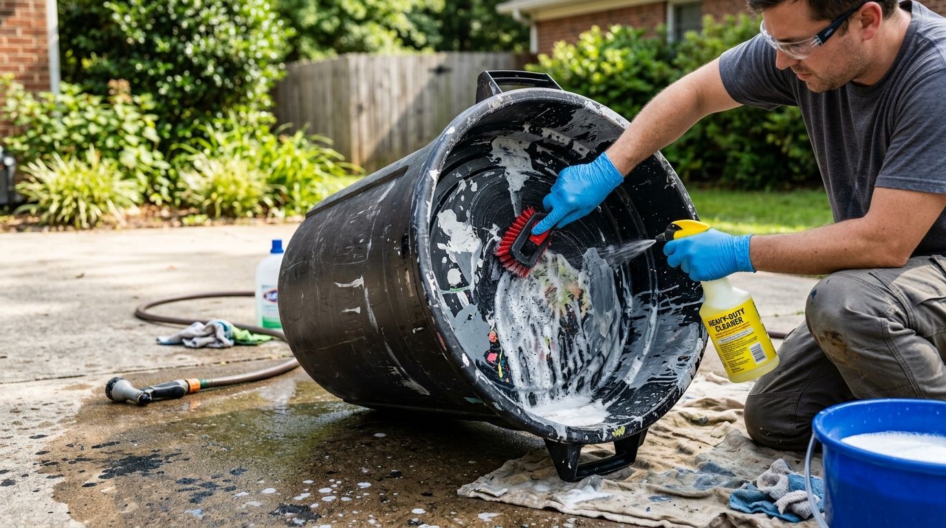 How to sanitize a trash can after a paint or chemical spill