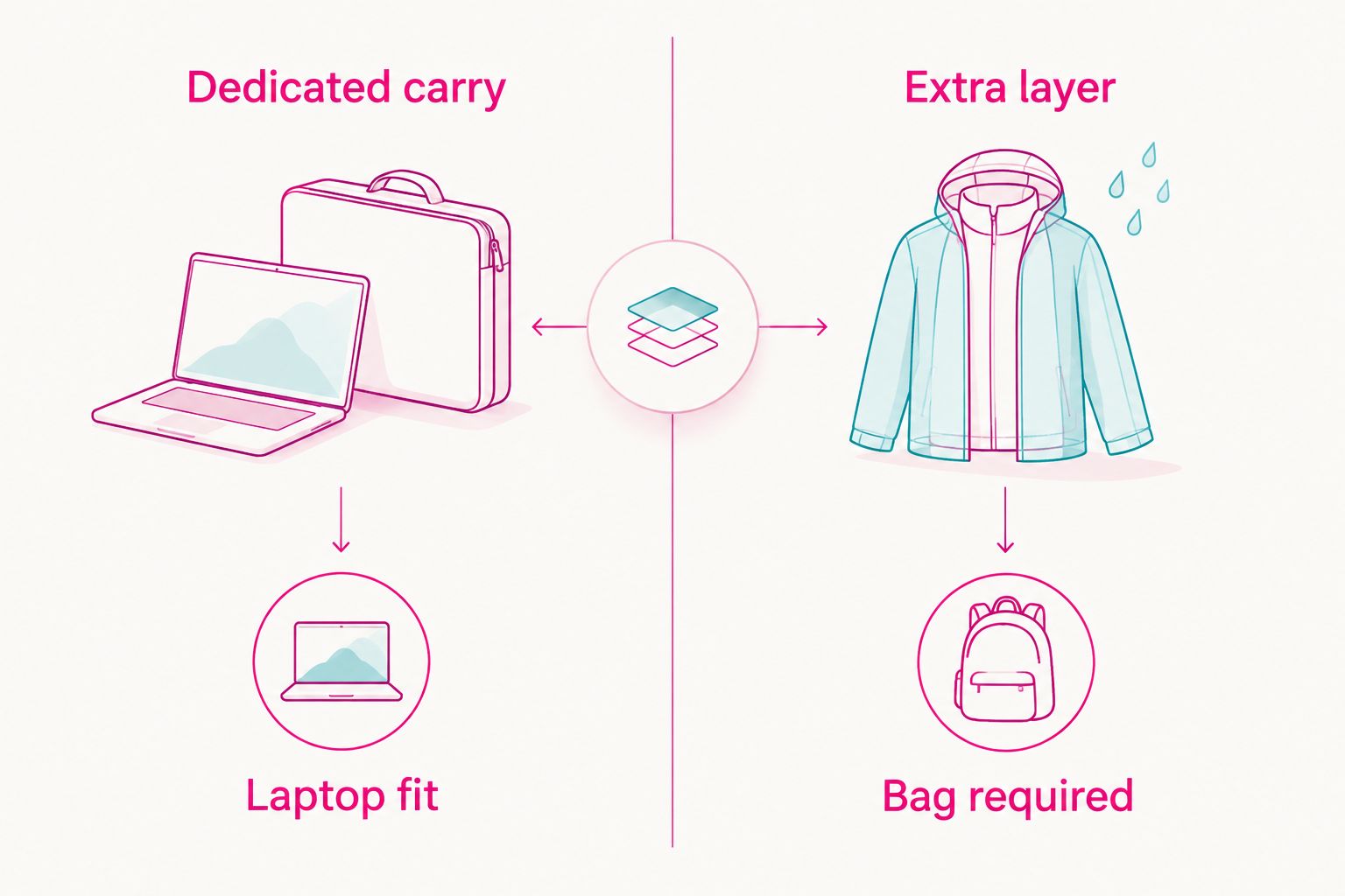 Comparison of dedicated laptop carry and an extra protective layer