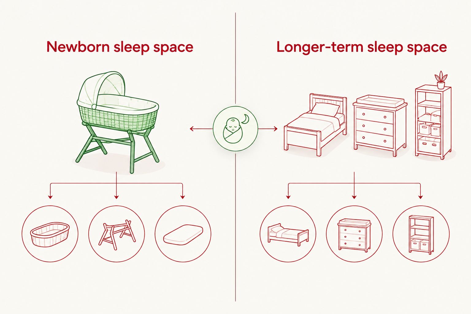 Comparison of newborn sleep-space decisions and larger nursery furniture decisions