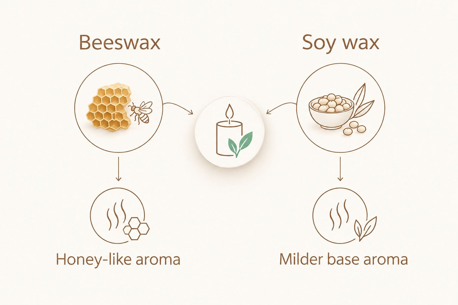 Beeswax and soy wax compared by their different base aromas