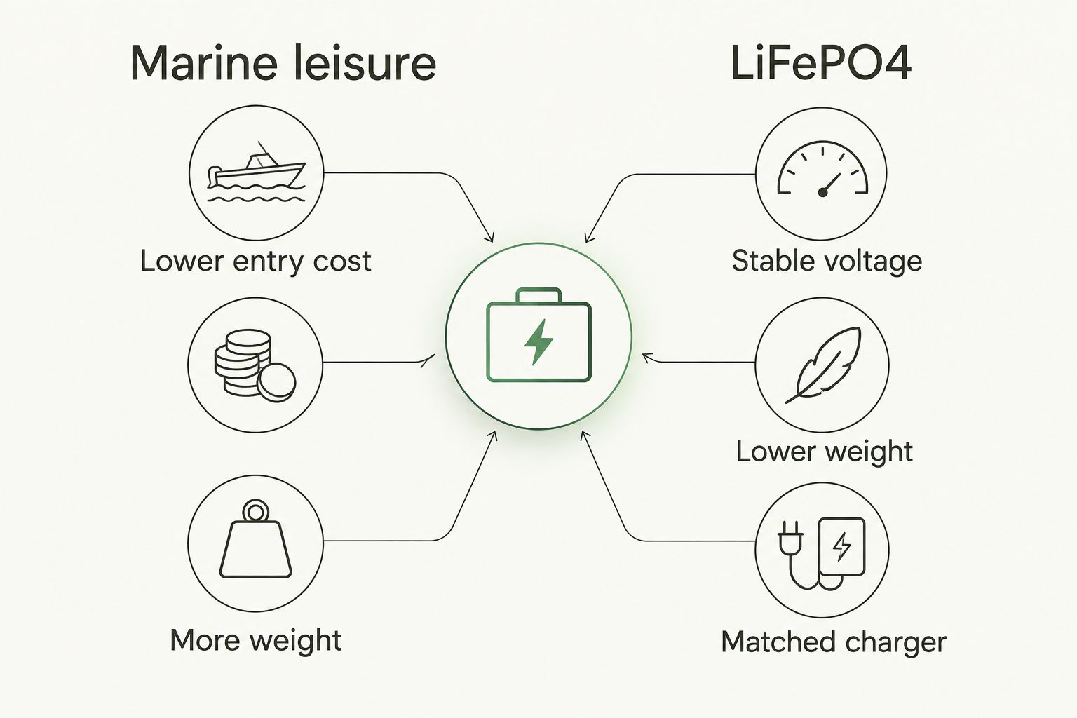 Comparison of marine leisure and LiFePO4 boat batteries