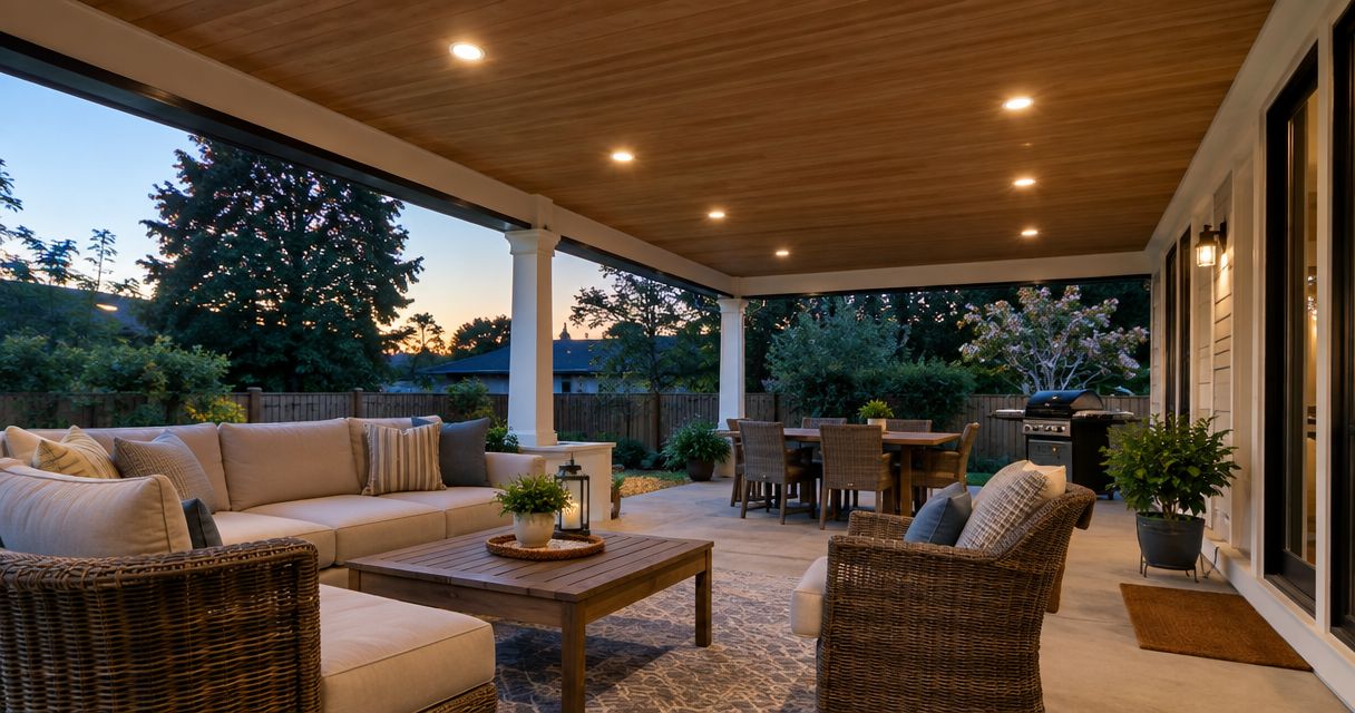 Recessed lighting installation for covered outdoor porches