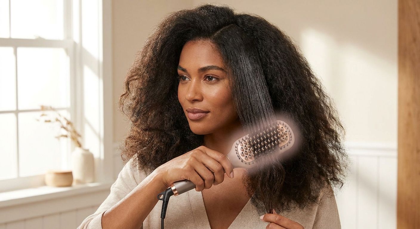 Heated hair brush for thick, frizzy hair
