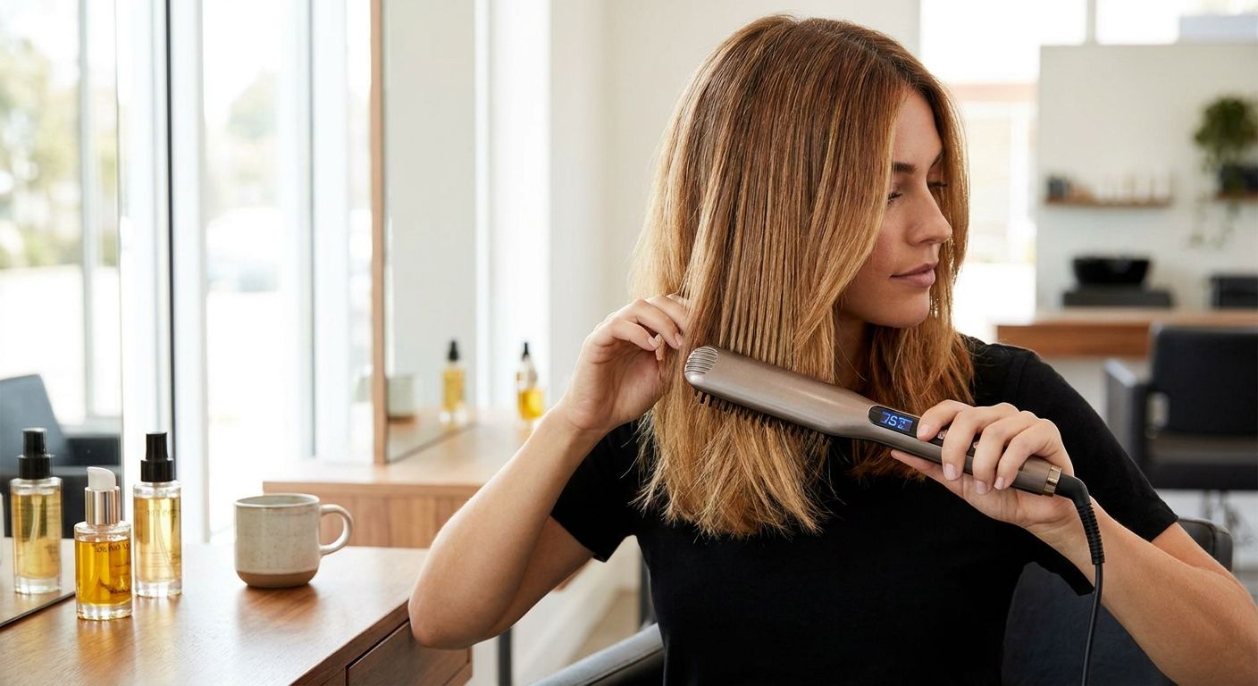 Straightening brush for color-treated hair