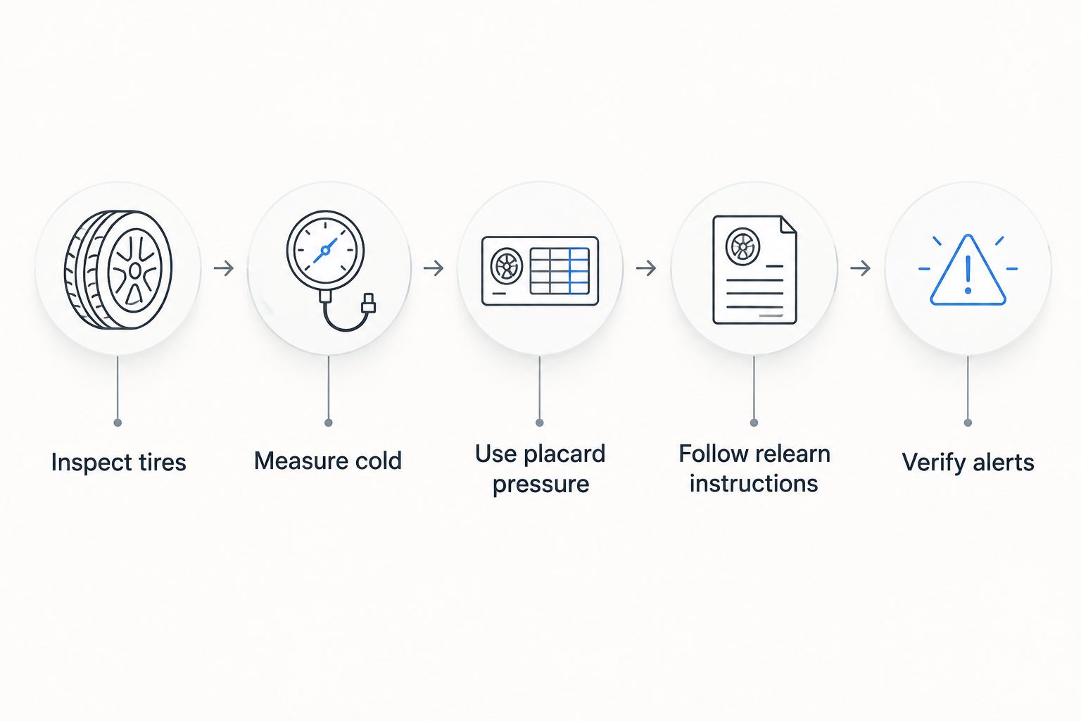 Five checks from tire inspection through pressure measurement and monitoring-system verification