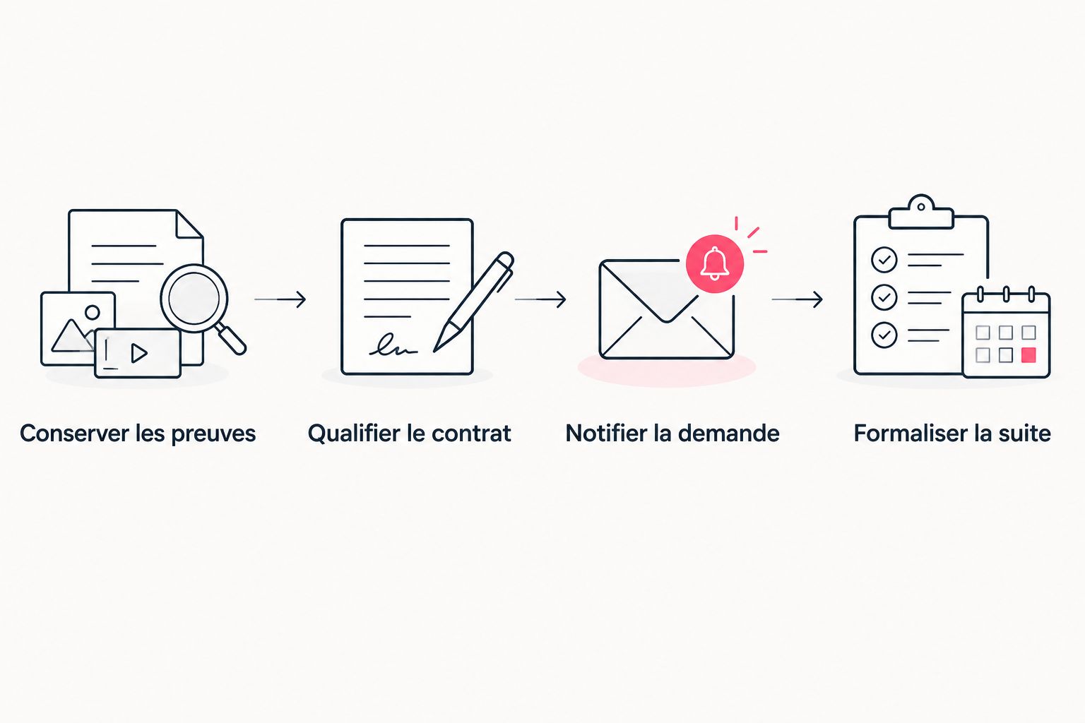 Les étapes pour traiter un engagement électronique contesté, des preuves à la formalisation de la suite.