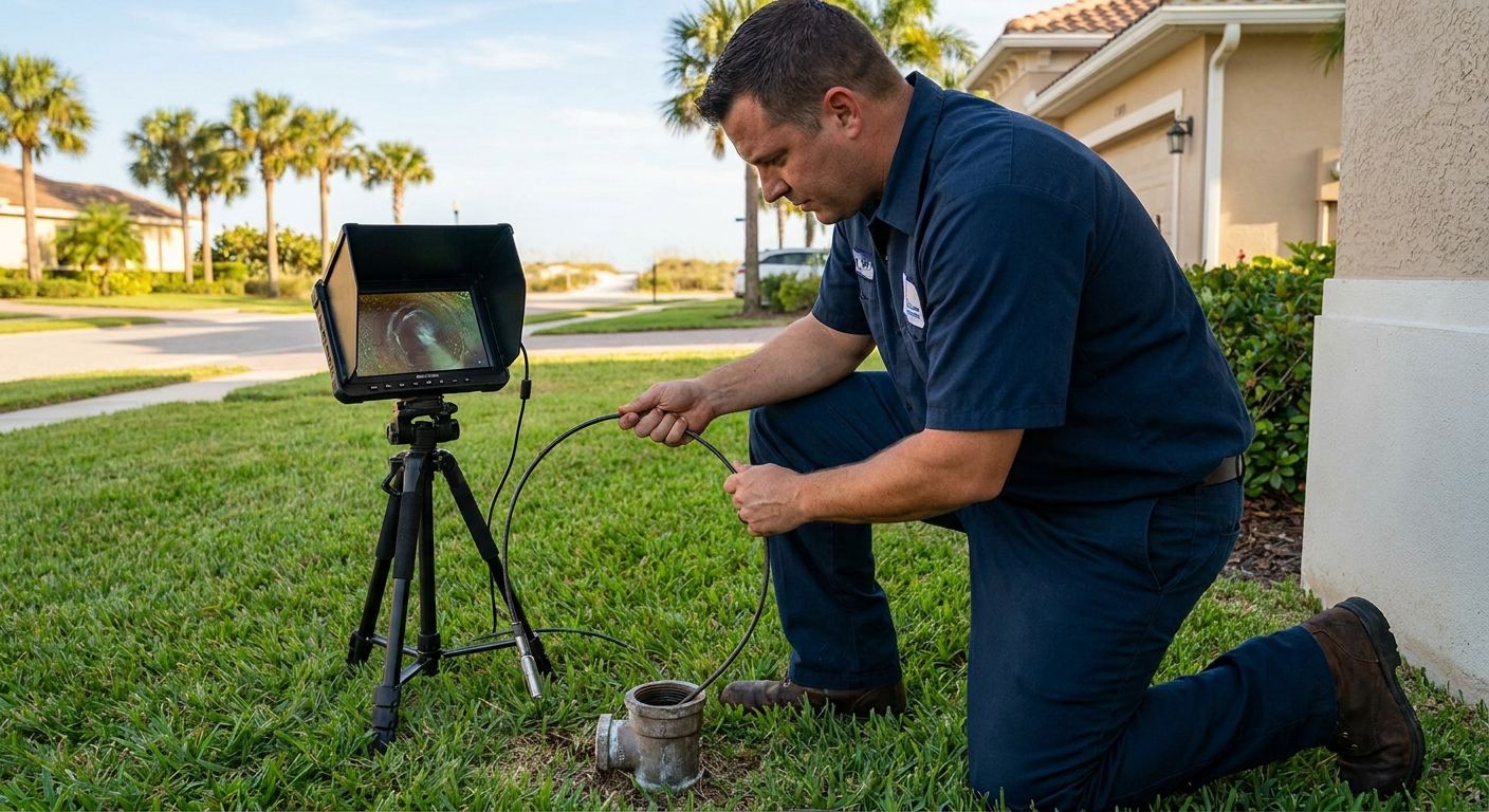 Video camera sewer line inspection for Treasure Coast homeowners