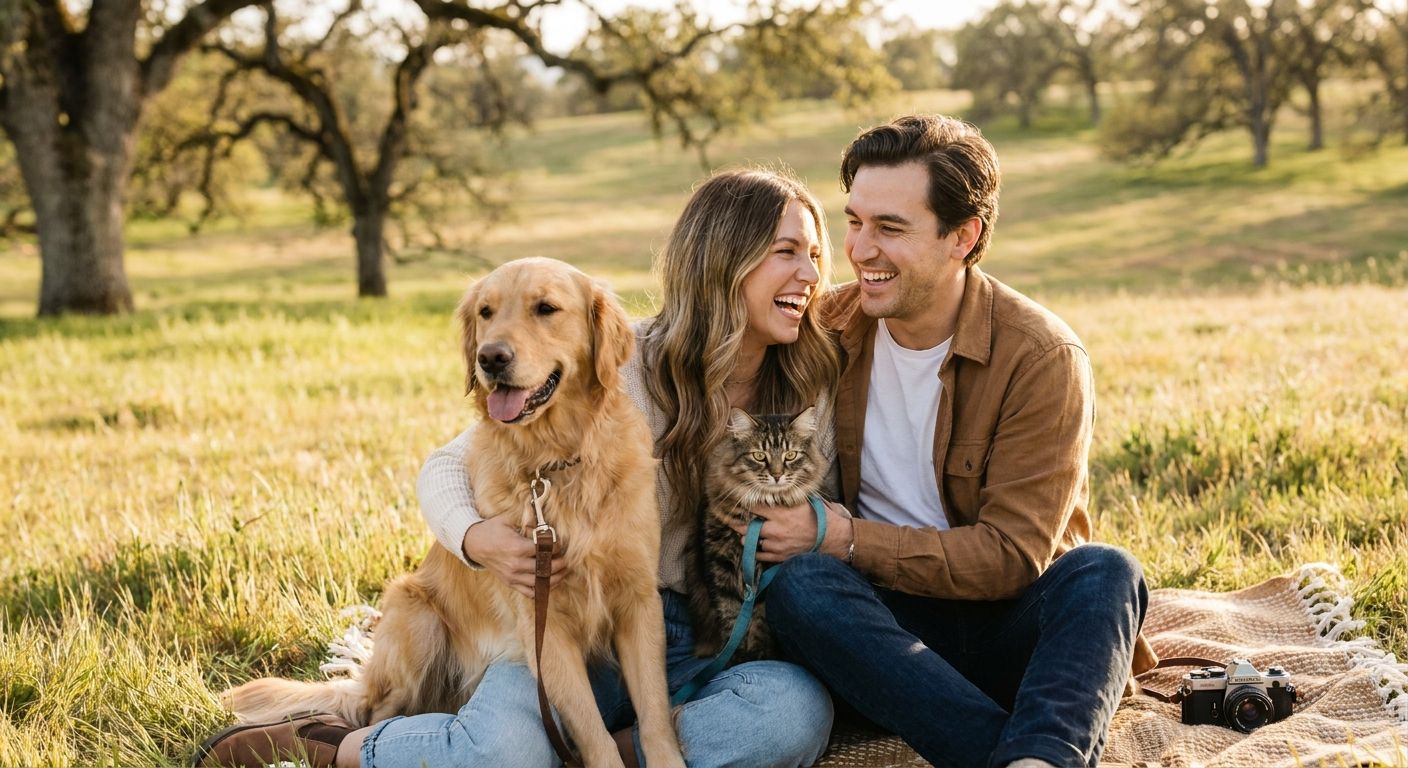 Engagement photography for pet-inclusive sessions