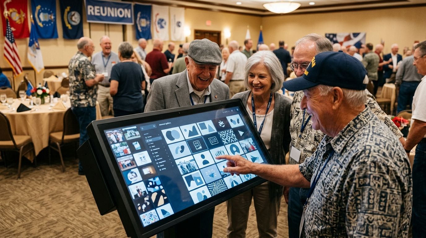 AI photo gallery software for military reunion events