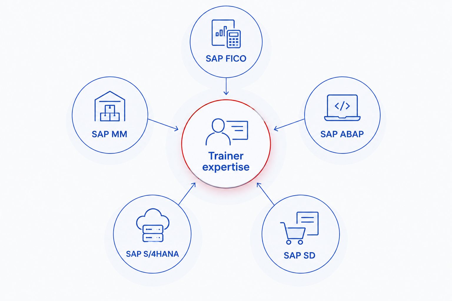 Trainer expertise connected to five SAP training routes