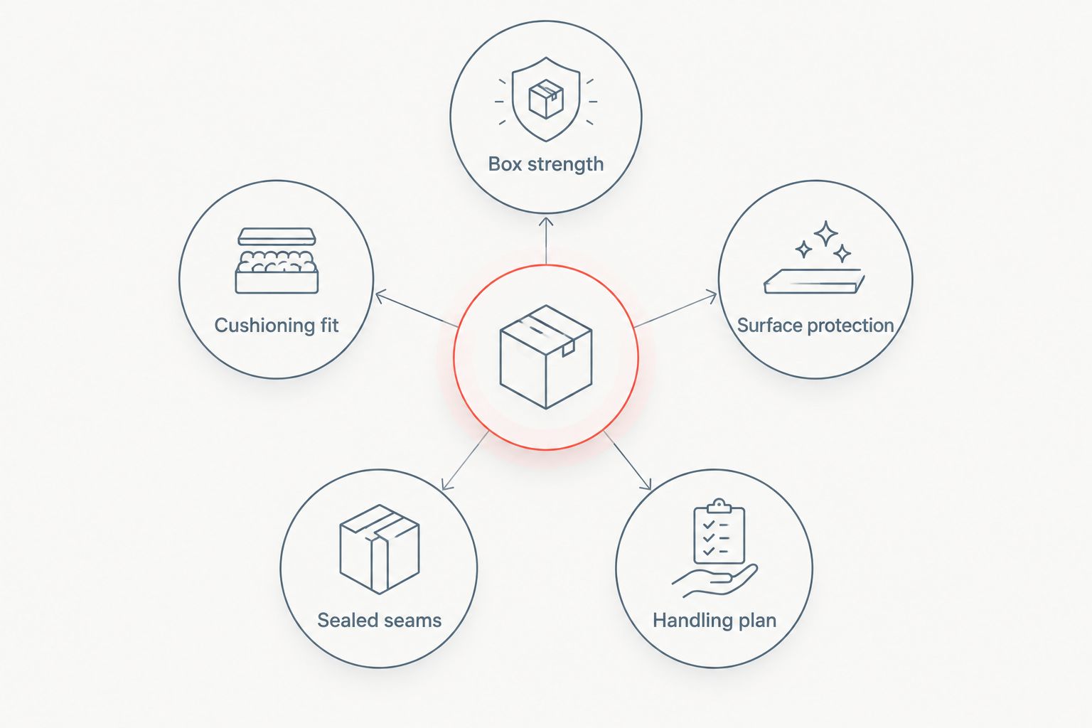 Five criteria for choosing packing materials: box strength, cushioning, surface protection, seams and handling