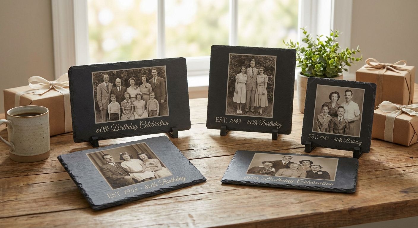 Slate photo keepsakes for milestone birthdays