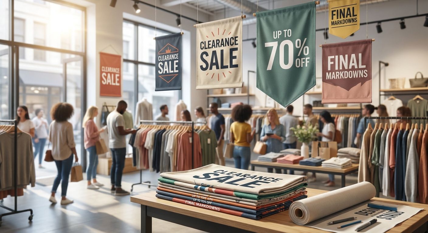 Custom banners for retail clearance sales