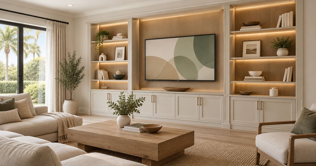 How do you plan built-in shelving around an Orlando living room?