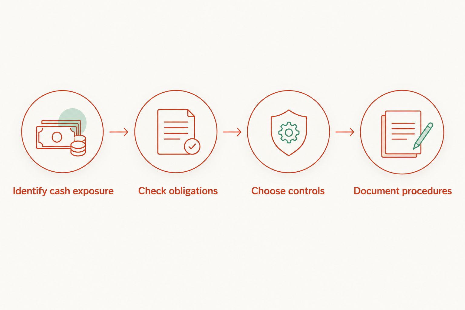 Steps from identifying retail cash exposure to documenting storage procedures
