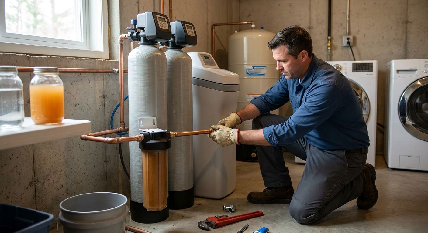 Water softener installation for homes with iron in water