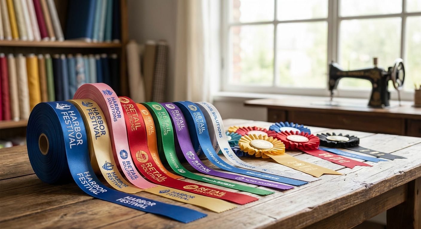 Custom ribbons and rosettes for retail and event branding
