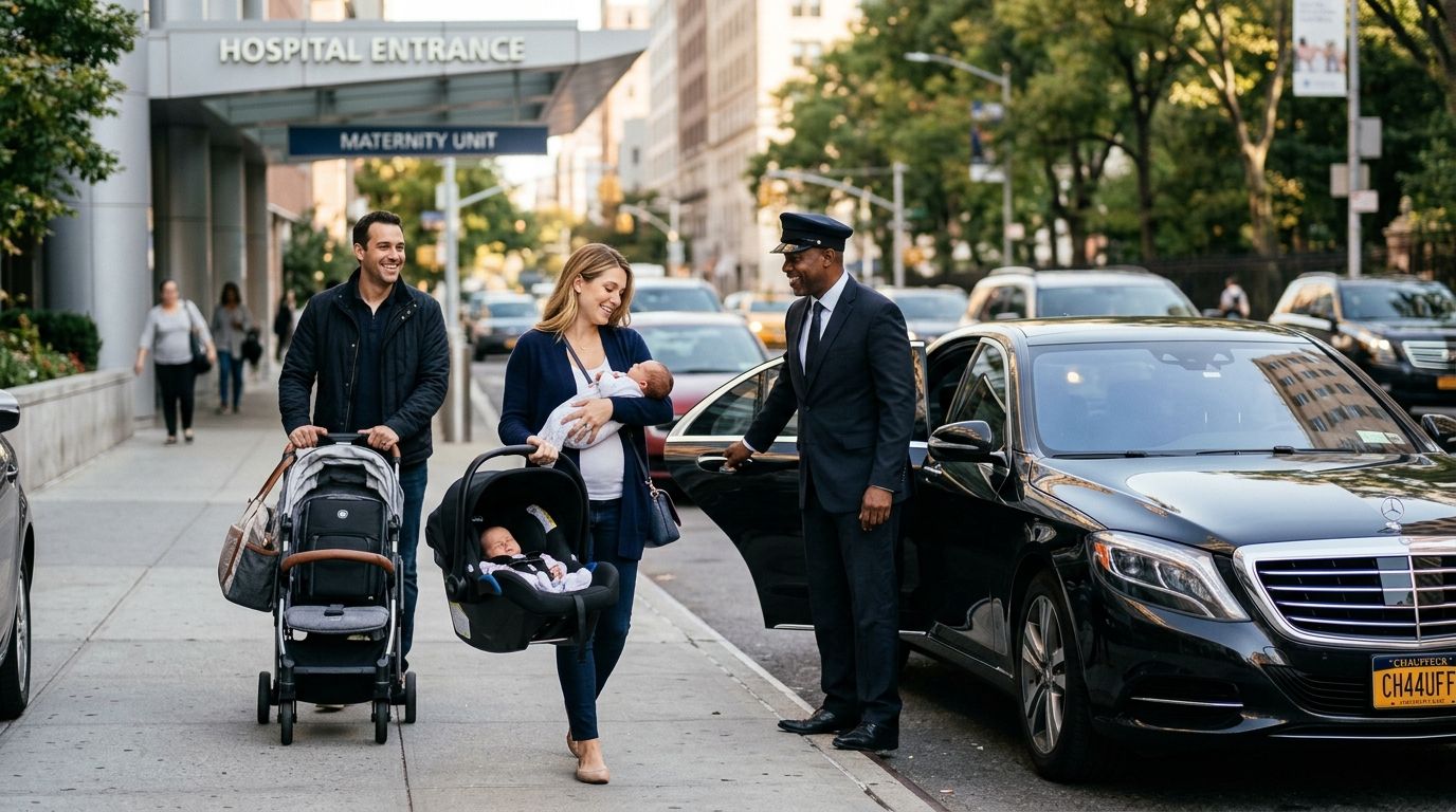 Car service for new parents leaving the hospital