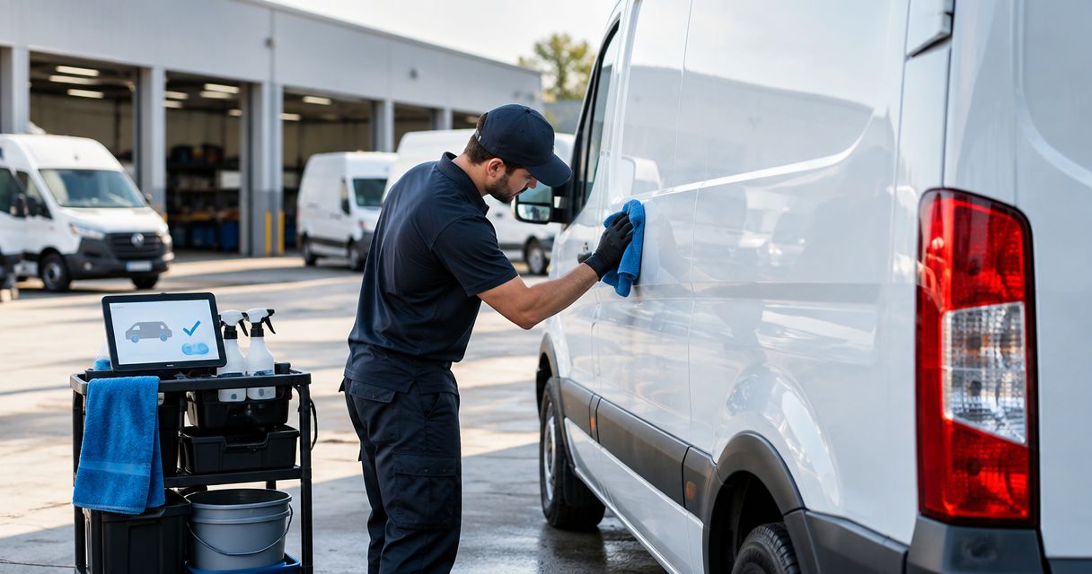 Automatically detail a fleet vehicle when it returns to the yard