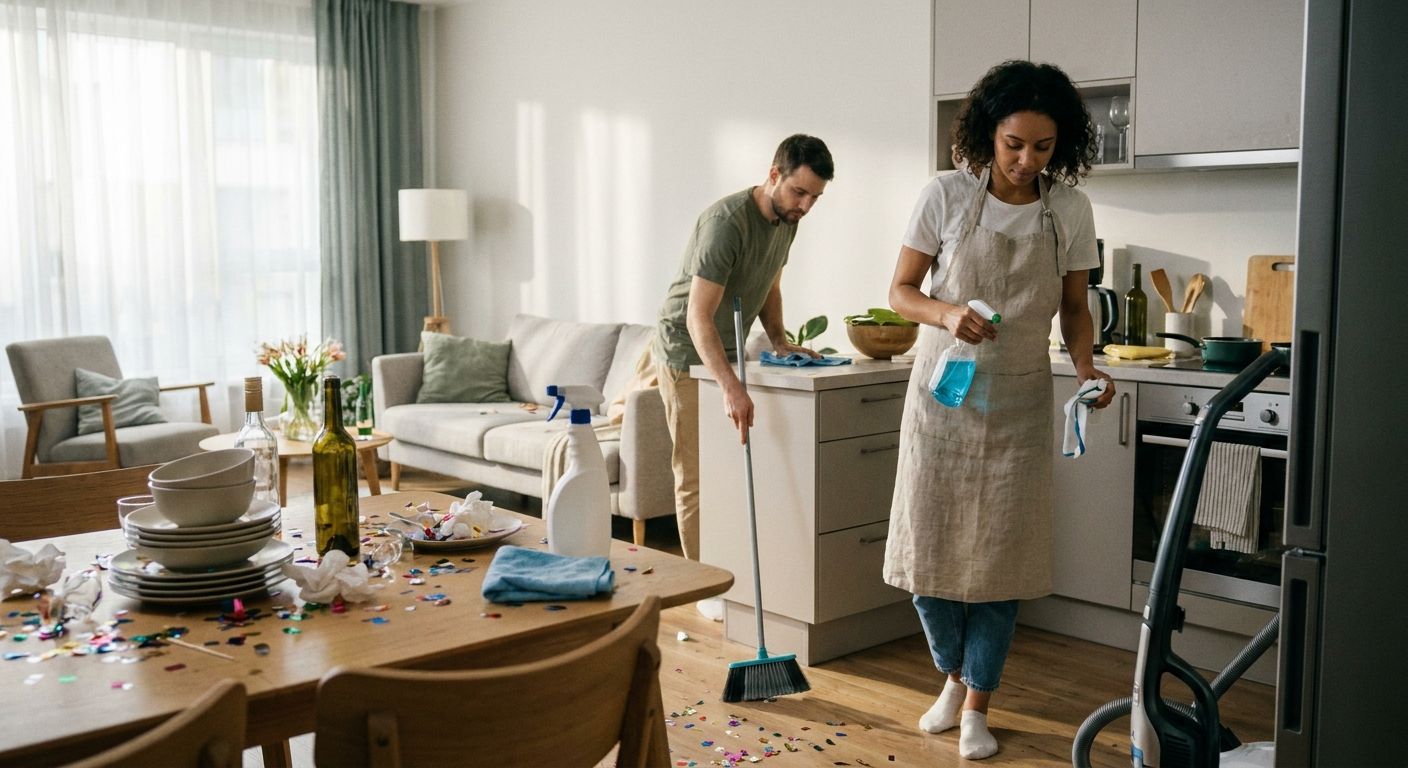 House cleaning after a home party or gathering