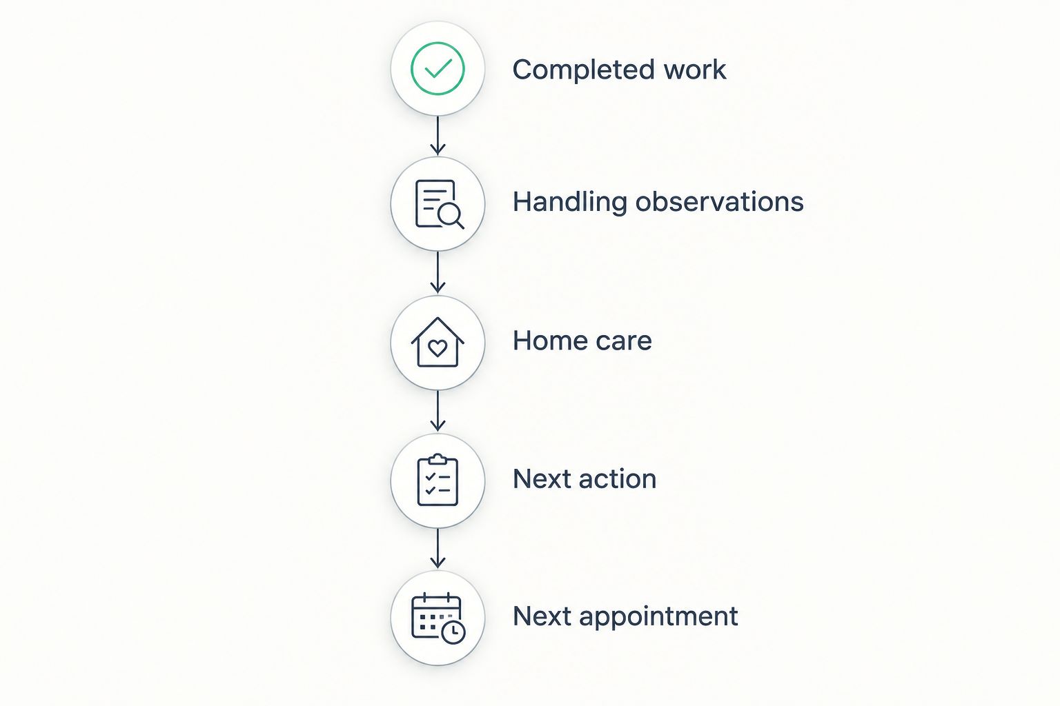 A timeline of the information to record after a mobile grooming appointment