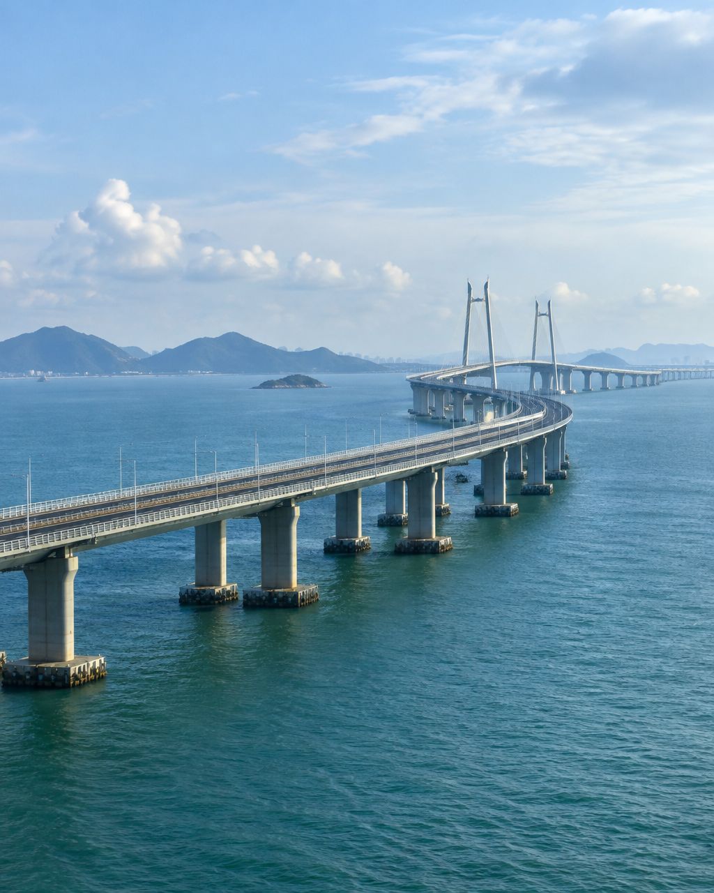 Illustrative bridge crossing over the sea for Hong Kong–Macau travel