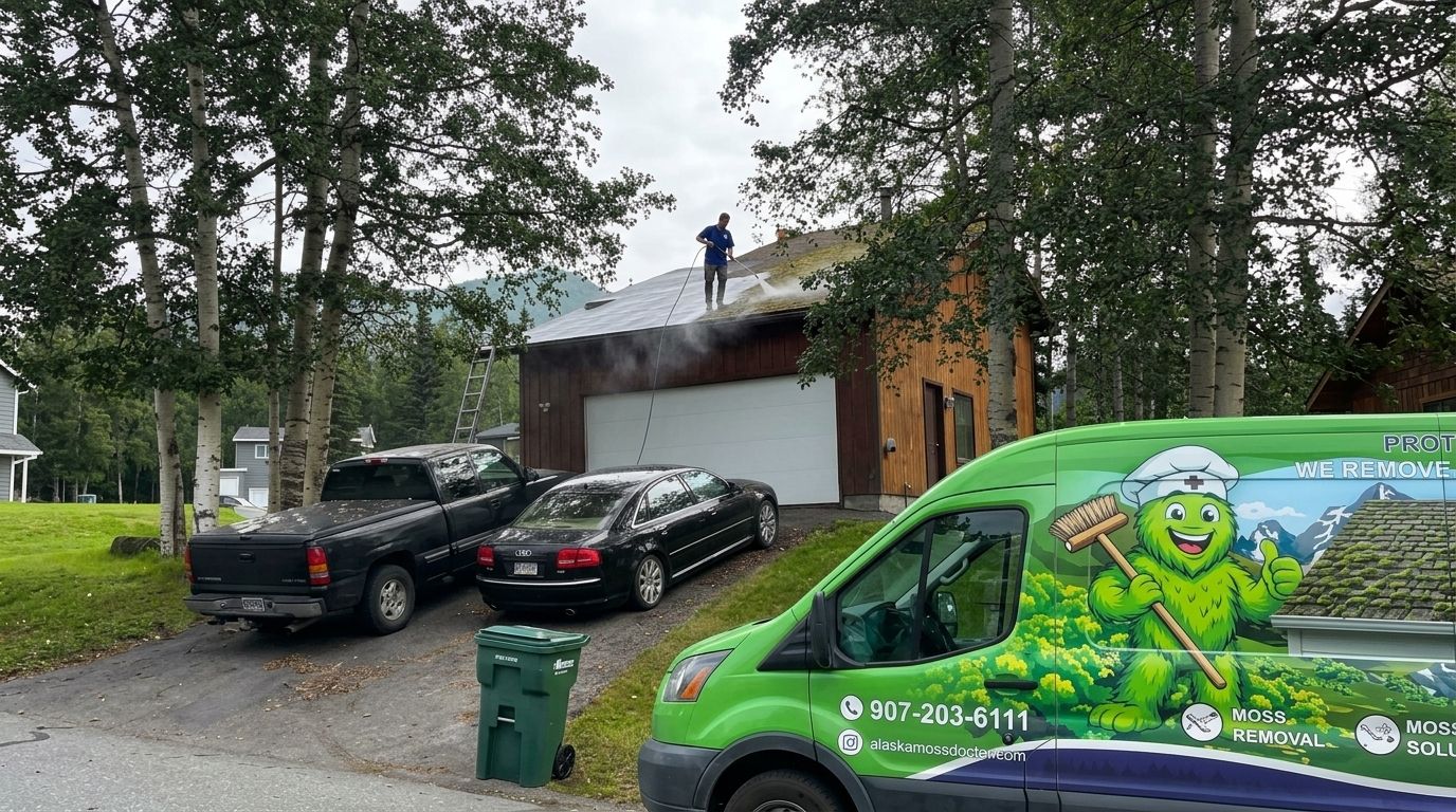 Soft wash roof cleaning for rubber and EPDM roofing