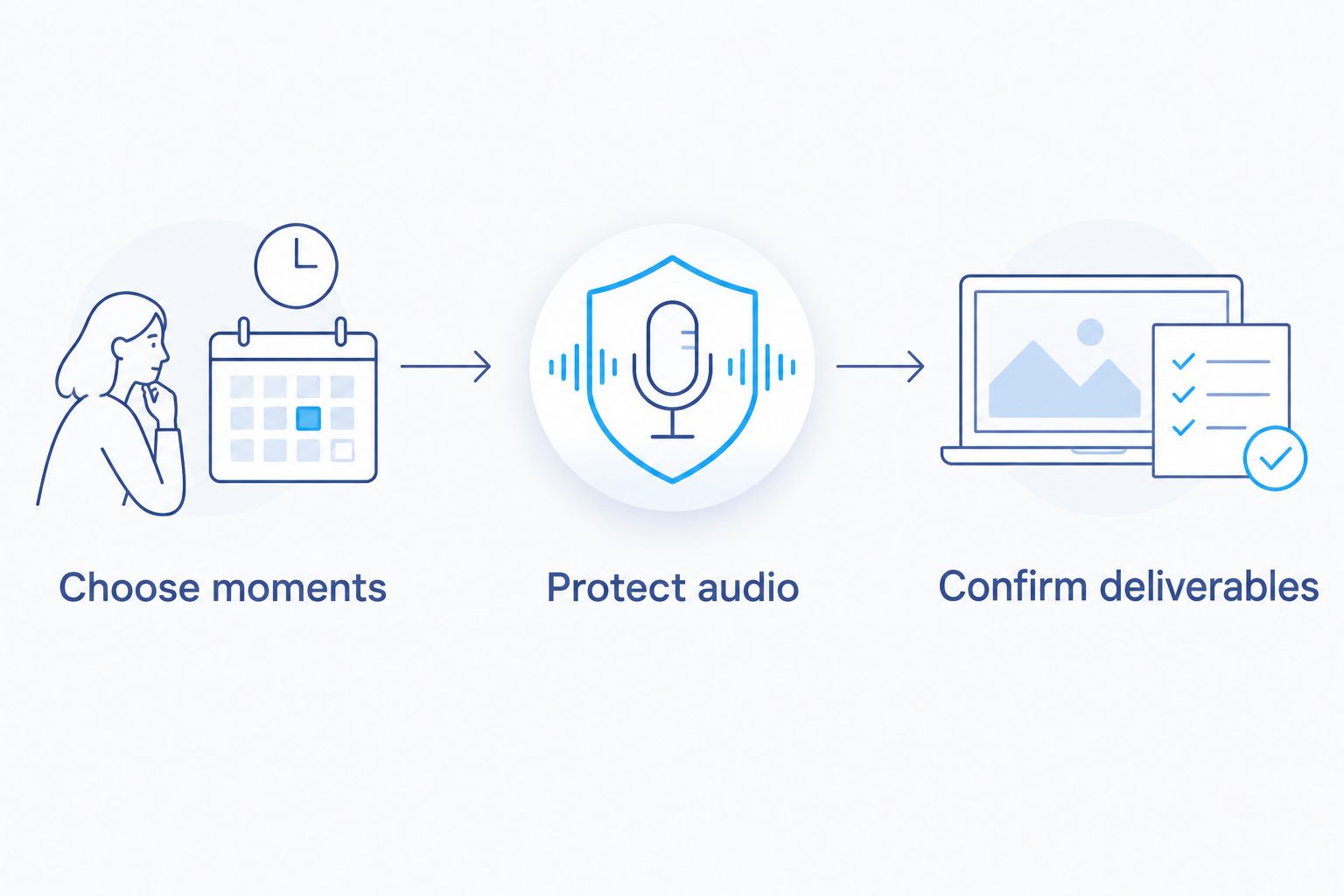 Three steps for discussing wedding video length: choose moments, protect audio and confirm deliverables