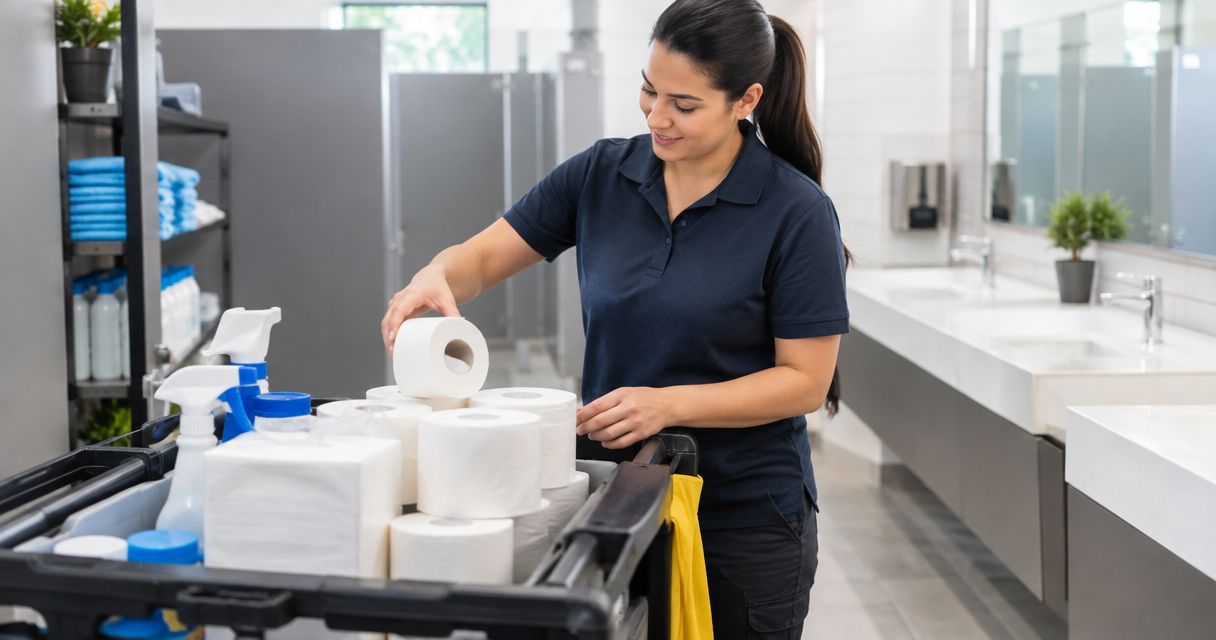 Can commercial cleaners restock bathroom and kitchen supplies?