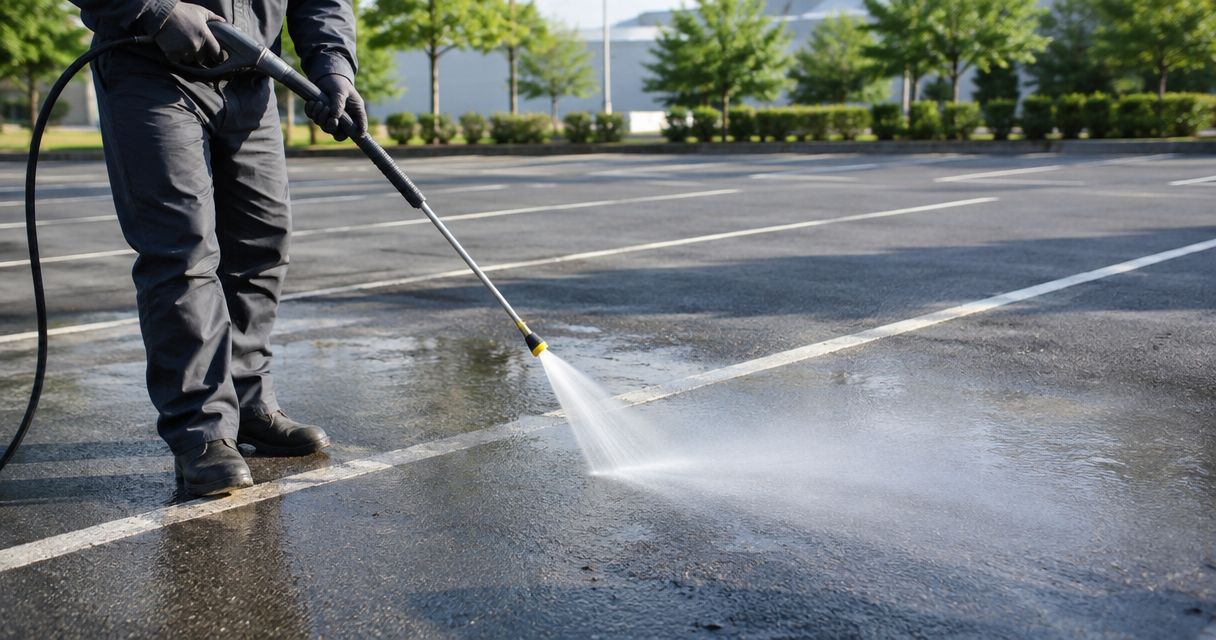 Can pressure washing damage car park line markings?