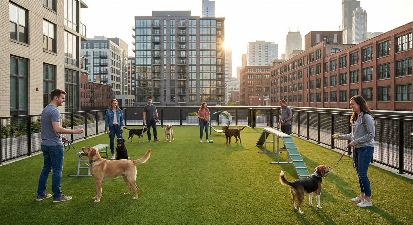 Dog run apartments for dog owners in West Loop Chicago
