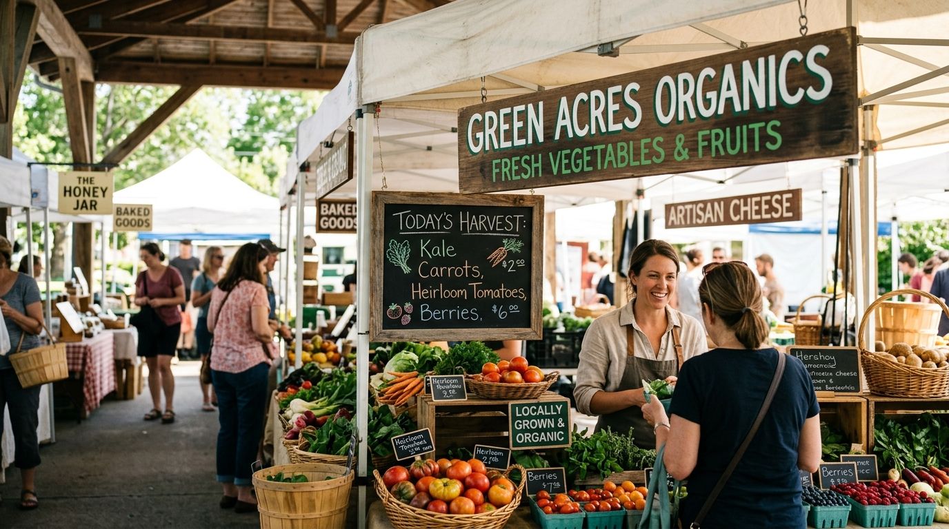Signs for farmers market and vendor stalls