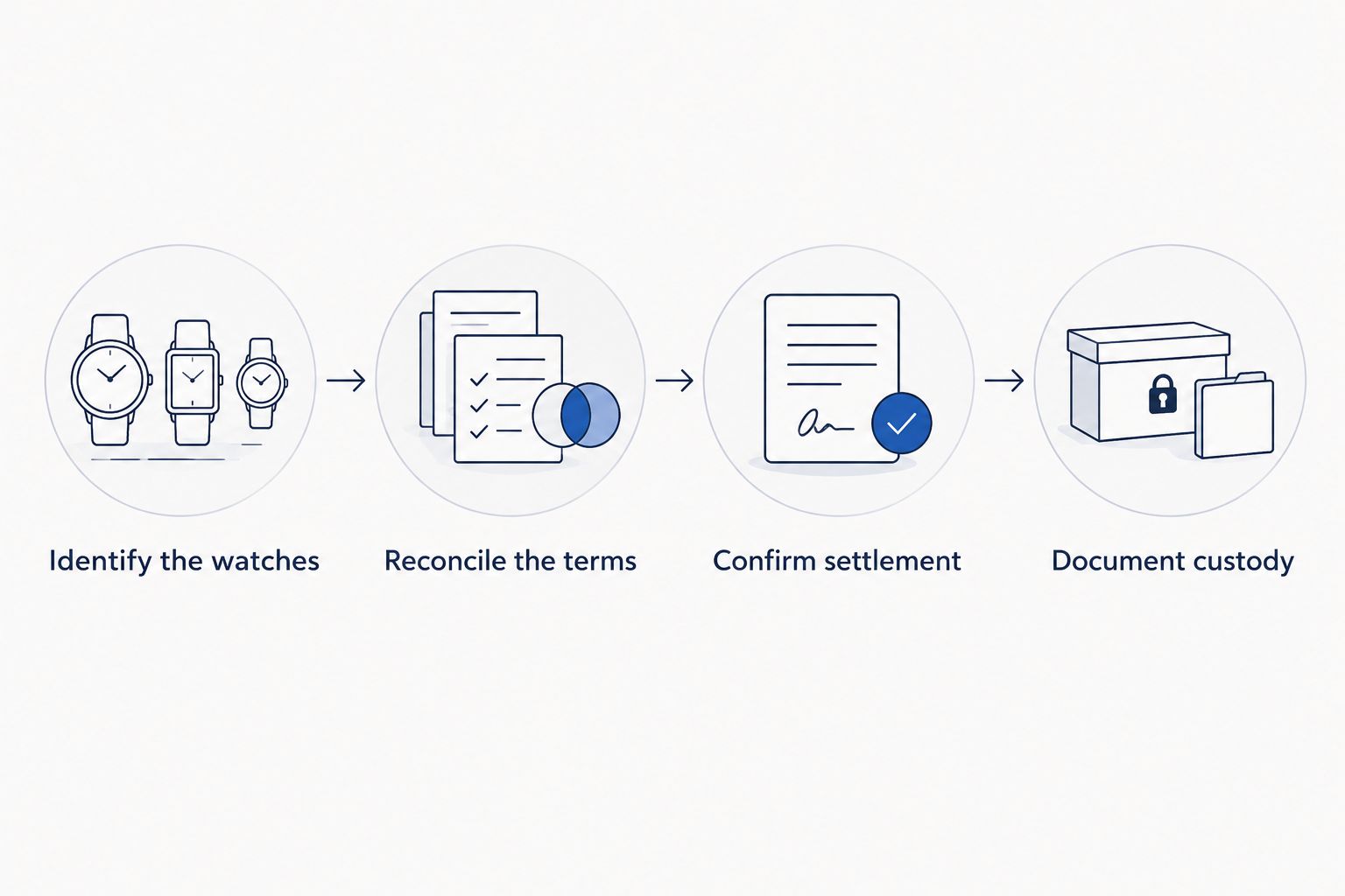 Exchange sequence from identifying both watches to documenting custody